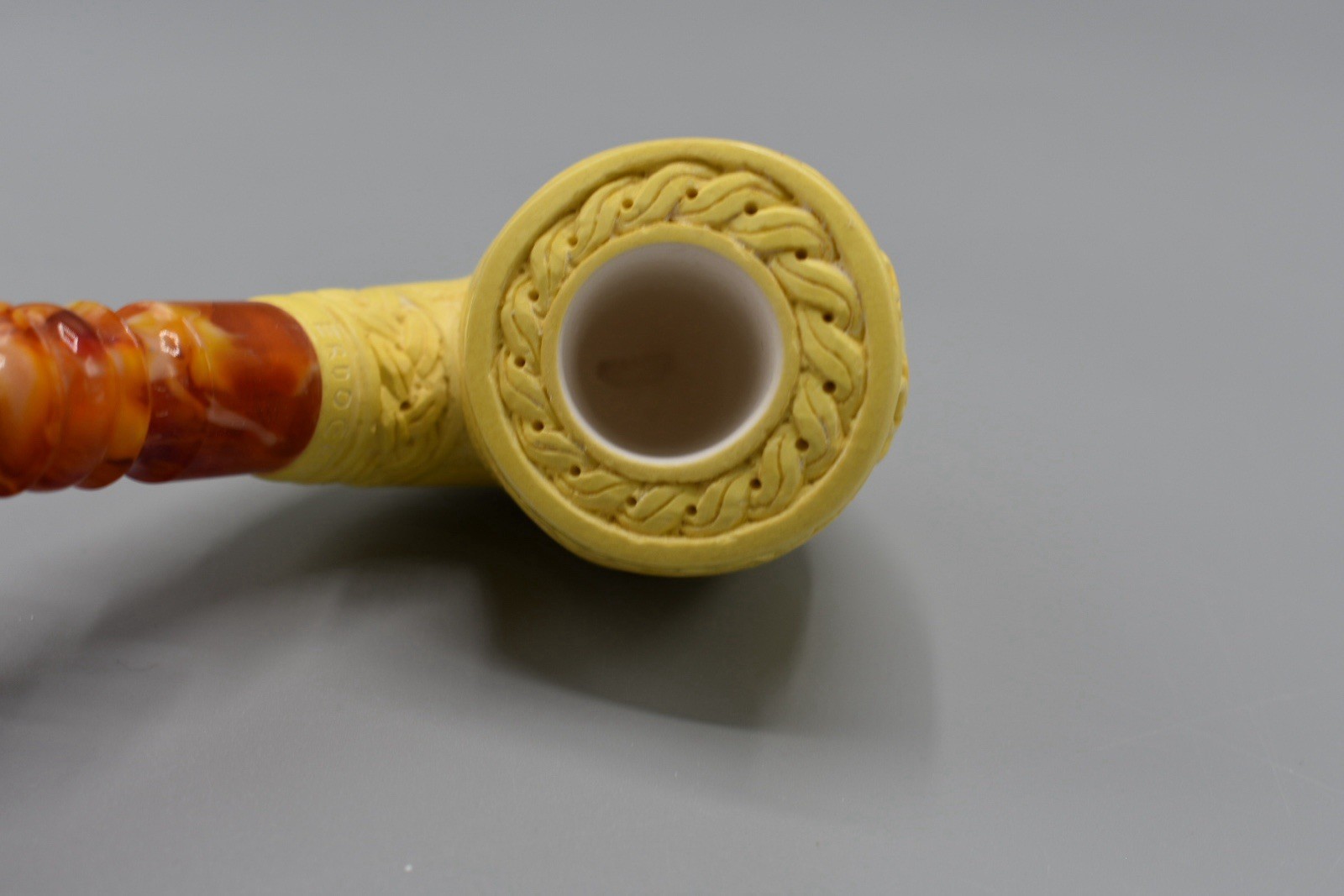 EGE Deer Embossed Ornate Dublin Pipe Block Meerschaum-handmade NEW W CASE#1045