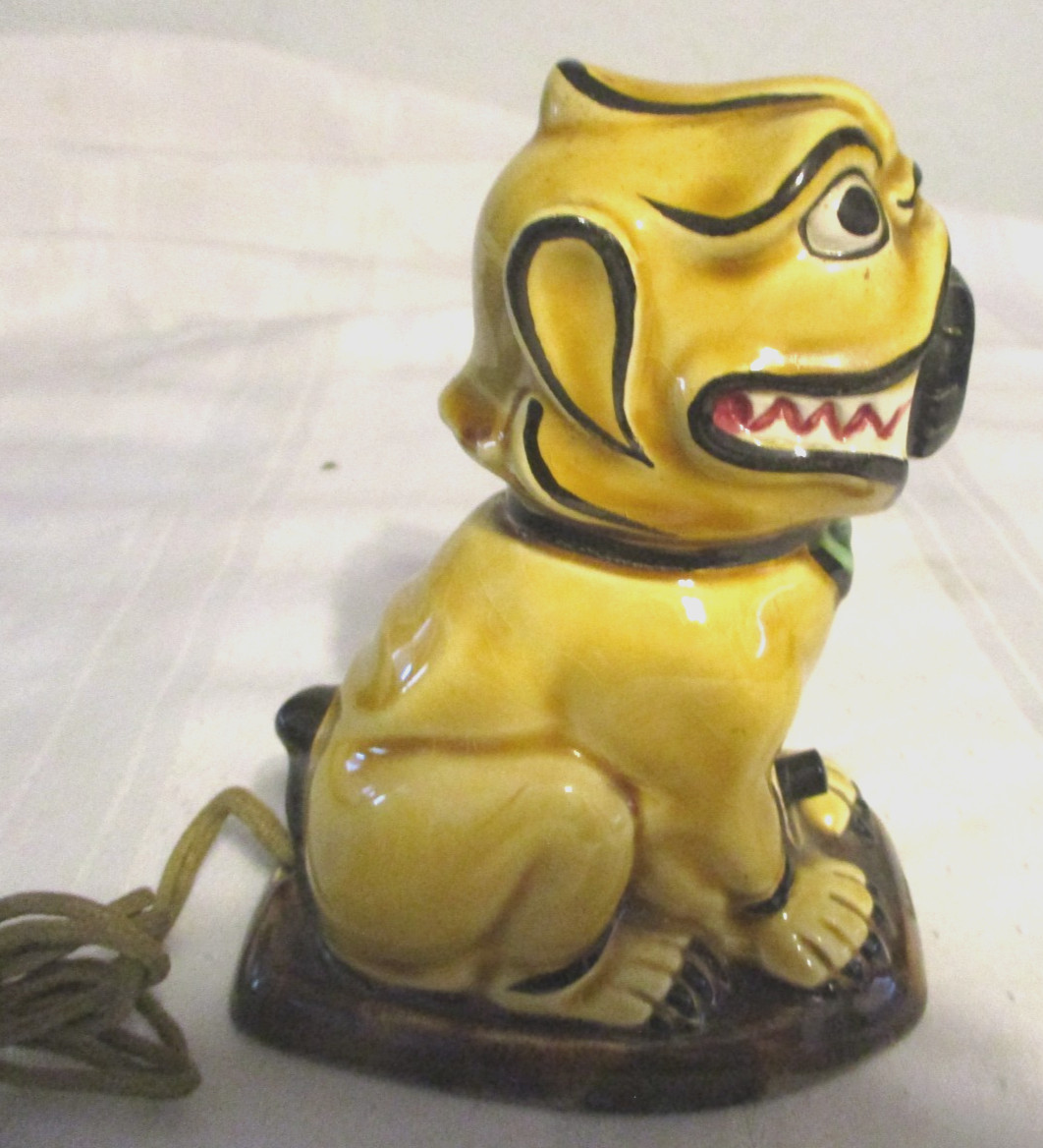 Antique Electric Table Cigarette Lighter of a Dog/Lion is 5″ Tall ( 20’s or 30’s
