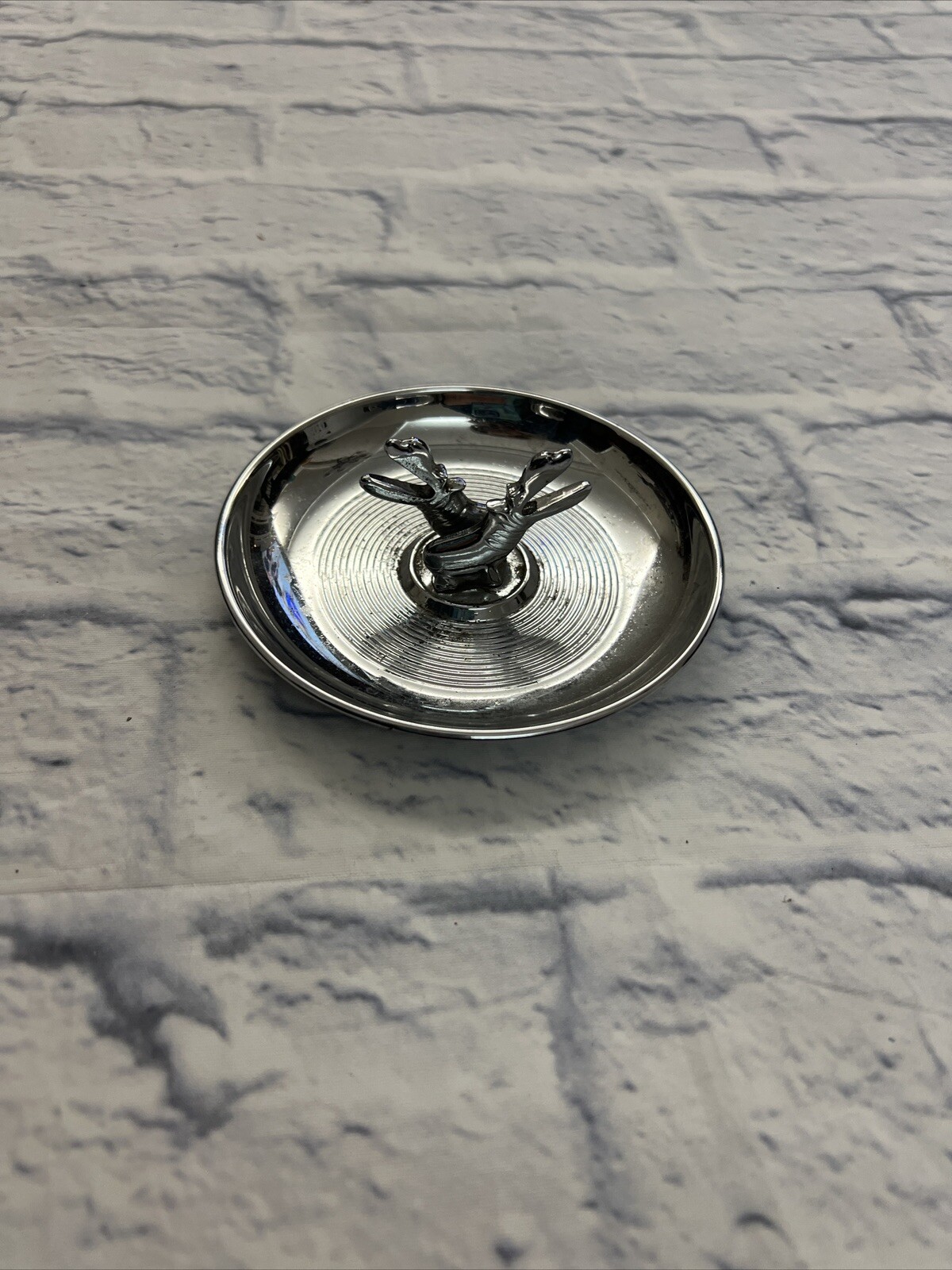 MCM Chrome Round Tray Two Hippos by Pincherette