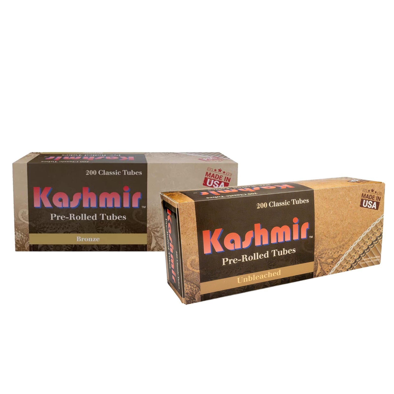 Kashmir Cigarette Tubes Bronze & Unbleached Pre-Rolled Tubes 200/Pack: 400 Tubes