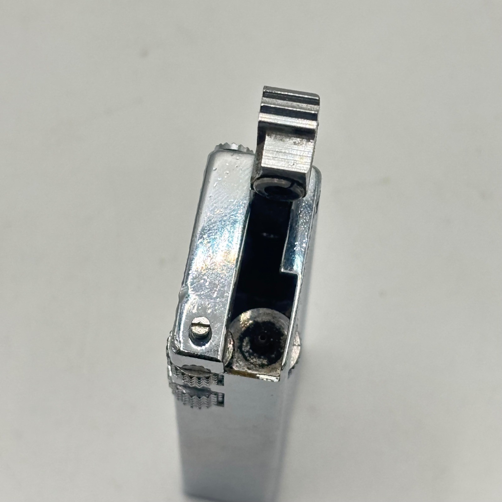 Vintage Charmant Hudson Silver Roller Gas Lighter Diamond Cut Pattern Japan Rare