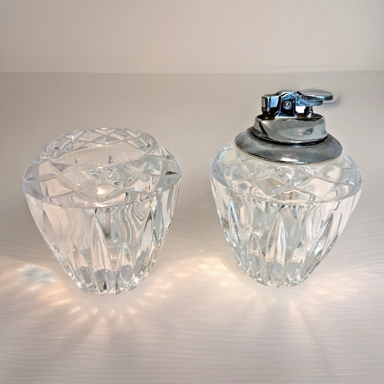 Princess House Highlights Lead Crystal Smoking Set Cigarette Lighter & Holder