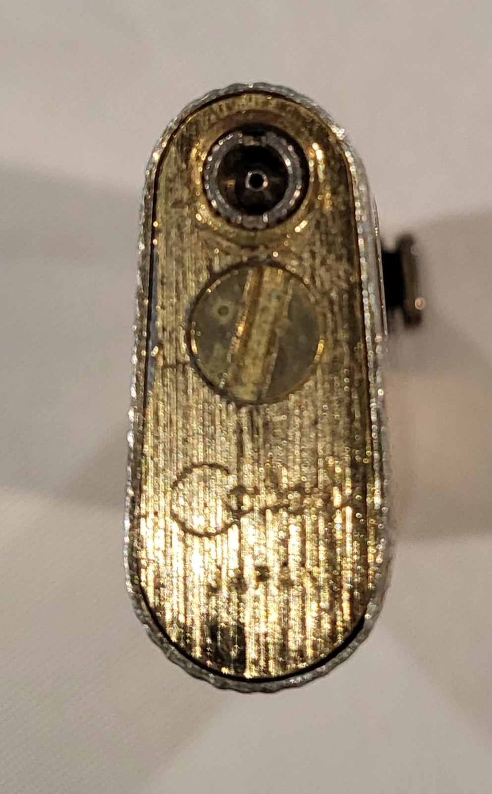 Colibri Gold Tone Vertical Ribbed Pocket Lighter with Black Stripe Accent