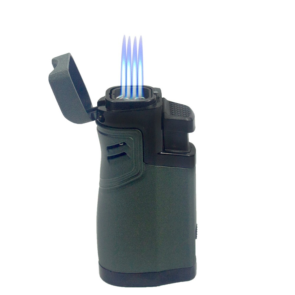 3”Windproof Quad Jet Flame Torch Lighter Refillable Butane Cigar cut punch gift