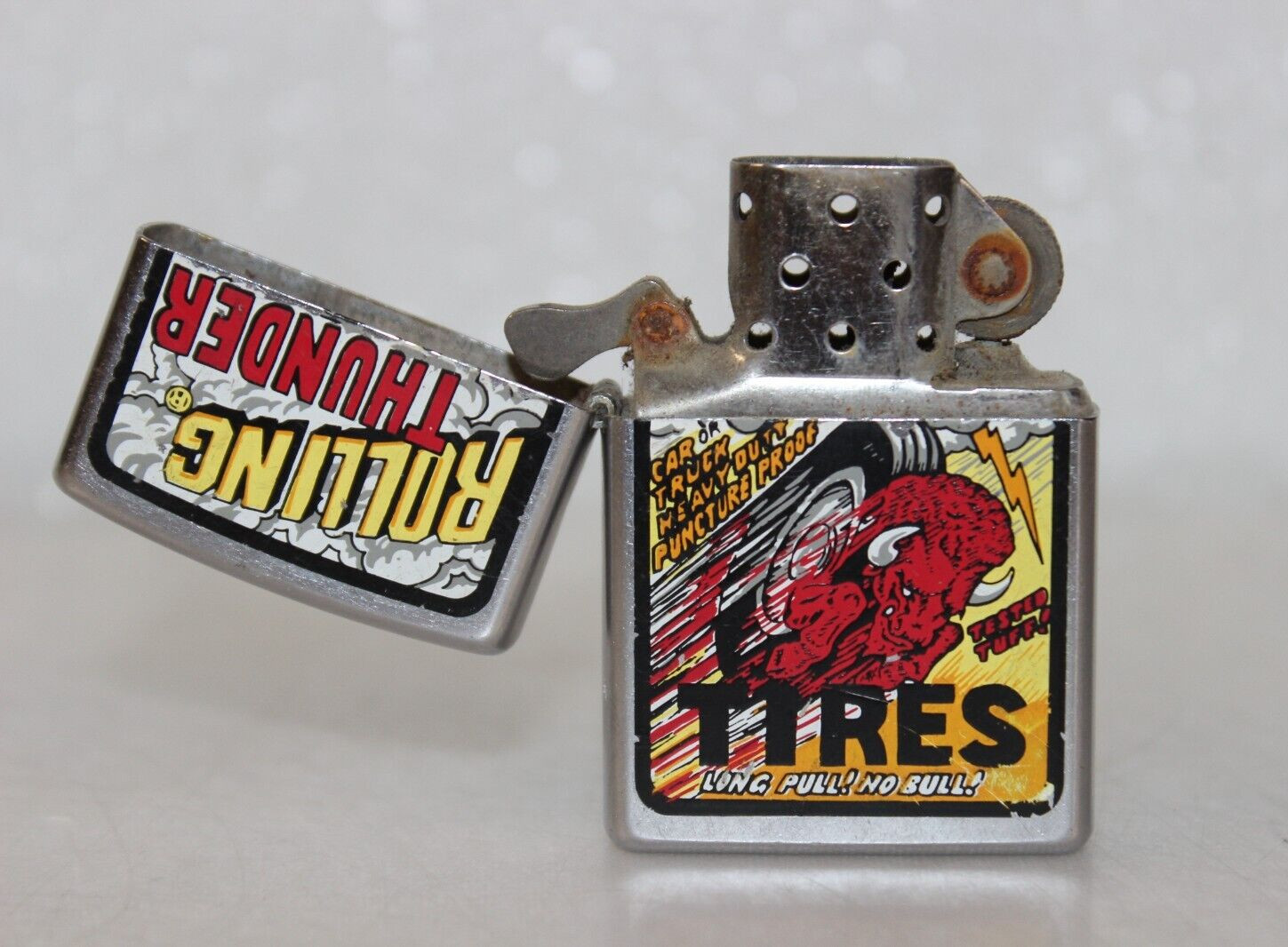 Rare Retired Zippo ‘Rolling Thunder Tires’ 2005 Long Pull No Bull Comics