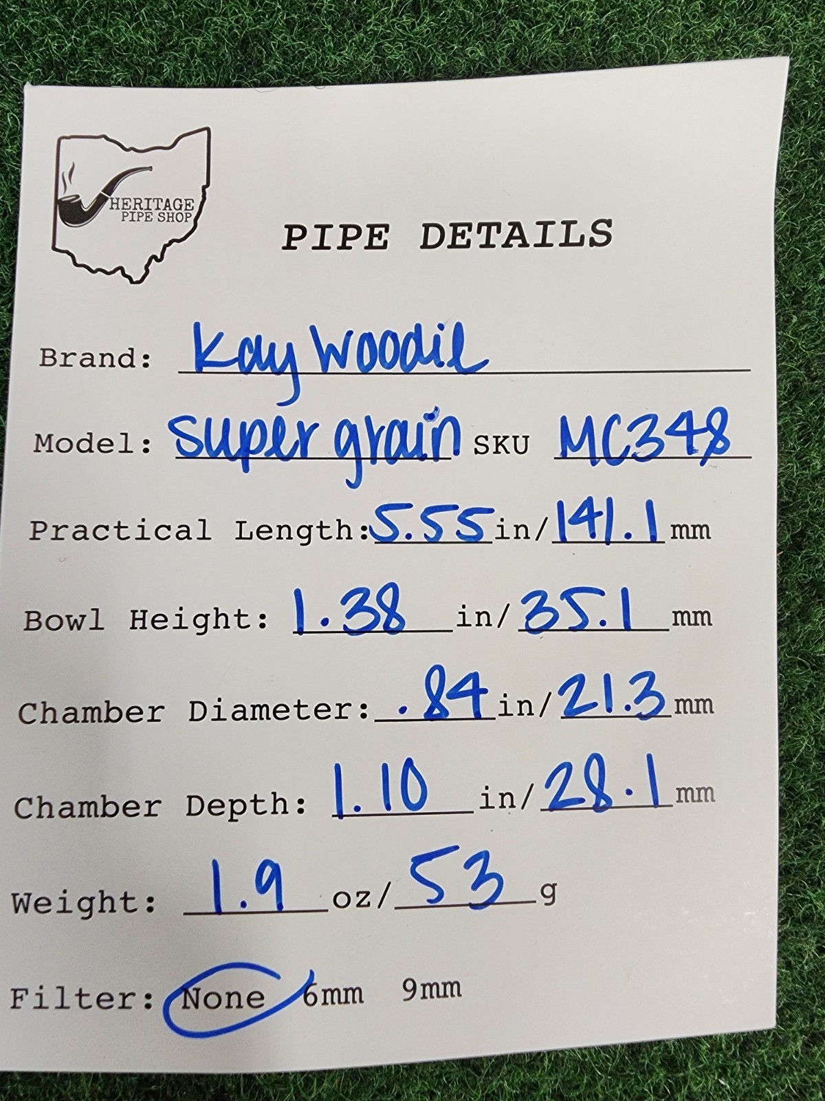 Handmade Kaywoodie Super Grain Rusticated Straight Pot Estate Smoking Pipe