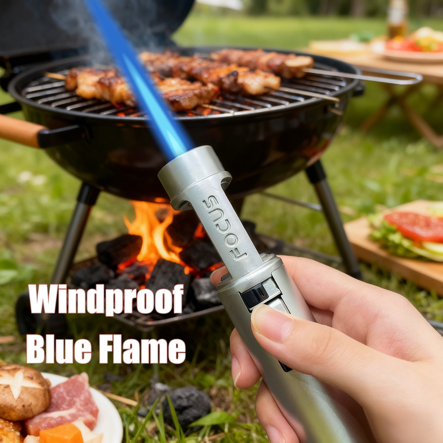 Metal Torch Lighter-Refillable Butane Jet Adjustable Blue Flame Lighter 01SDGJ3