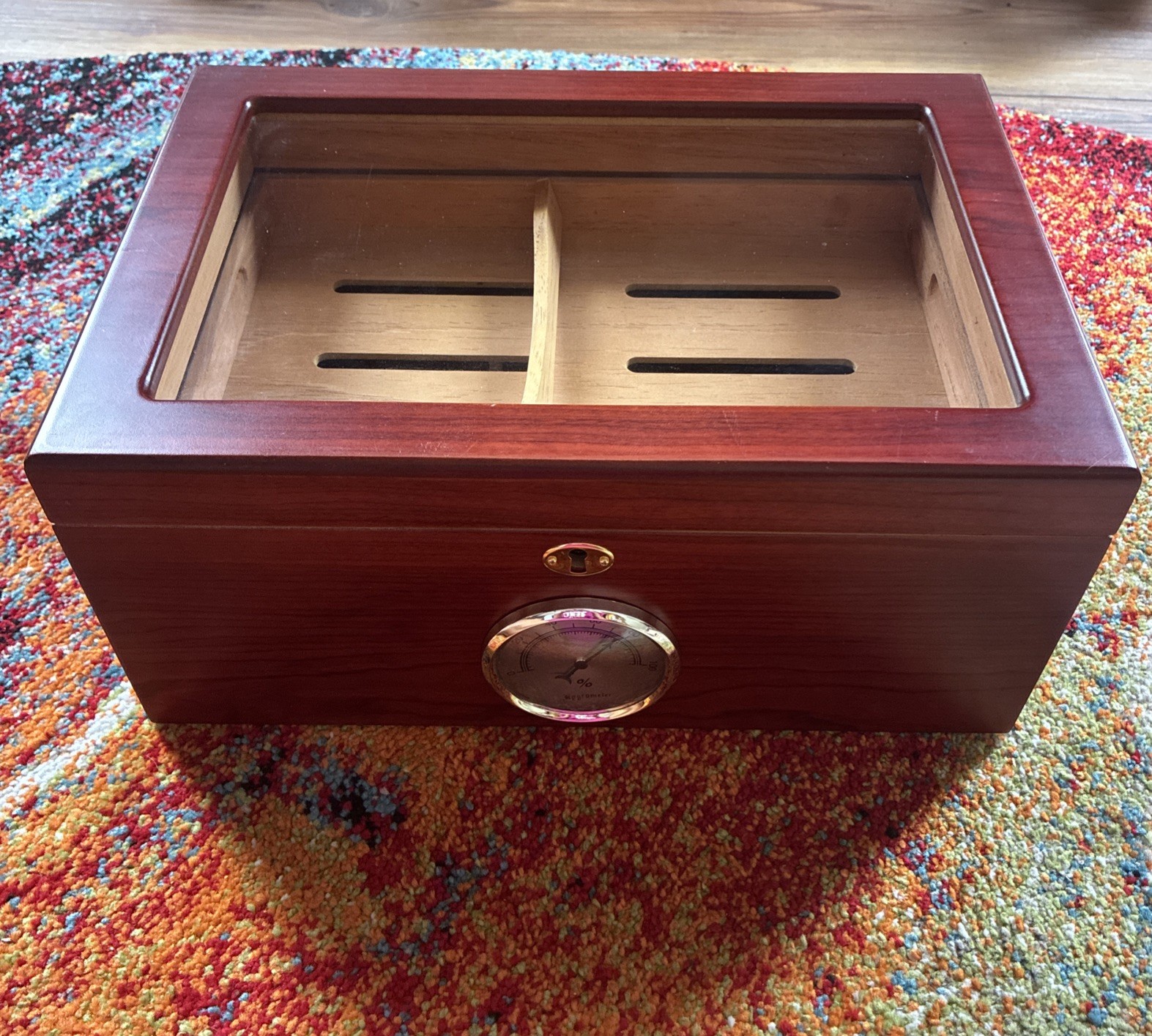 Cigar Humidor Cedar Lined Storage Box Spanish Cedar Tray Divider Holds 100 Cigar