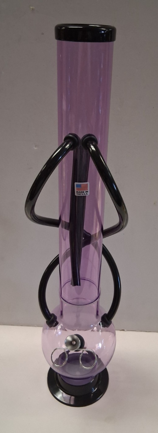 18″ ACRYLIC PLASTIC DOUBLE CHAMBER BUBBLE WATER PIPE BONG PULL BOWL LAVENDER 2″M