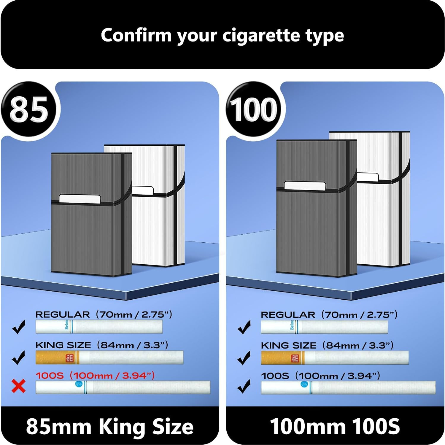 Roygra Cigarette Case (2 Pack), Magnetic Switch 20Pcs Cigarette Holder Case for