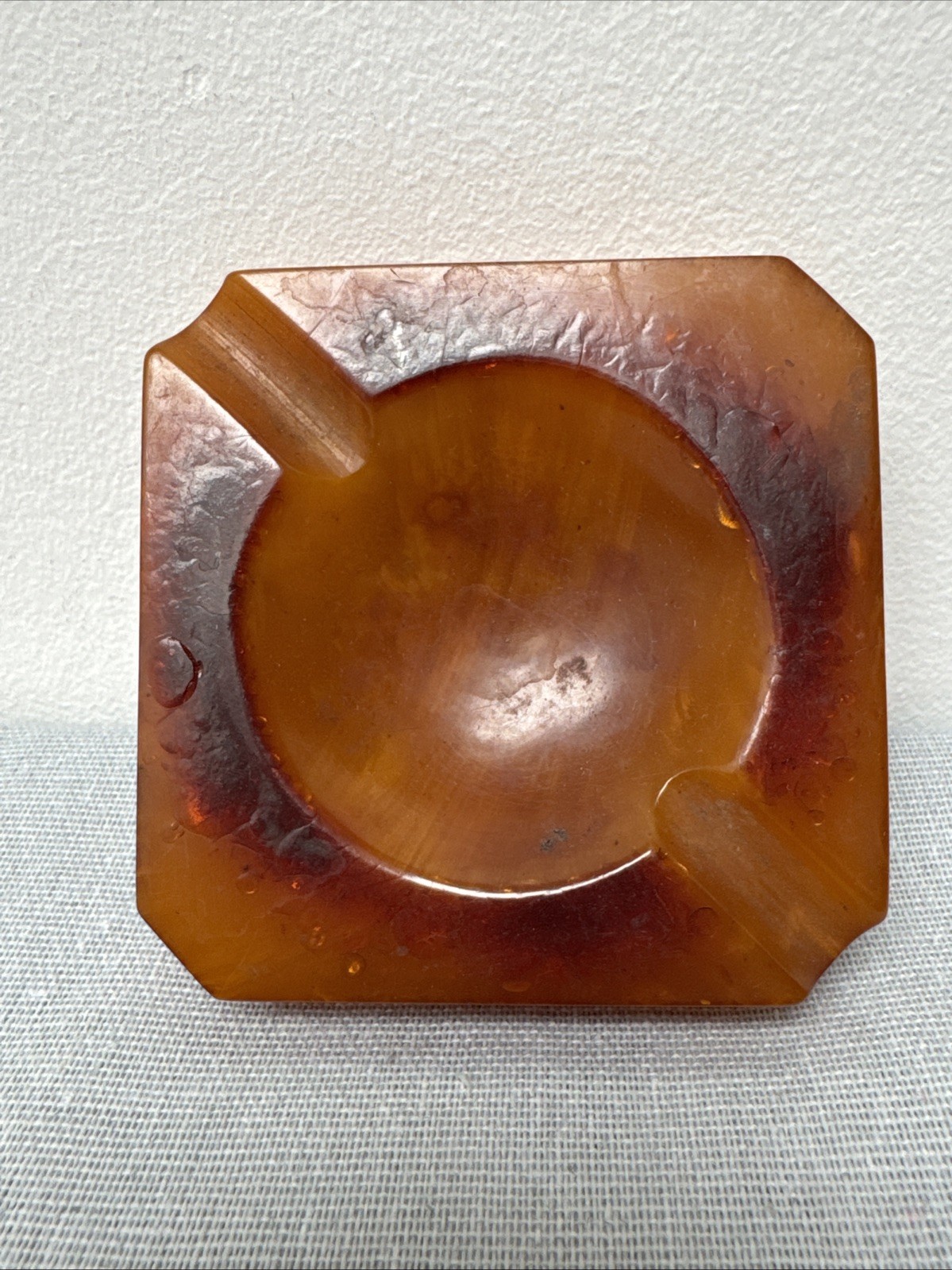RARE Amber Bakelite Art Deco Ashtray Vintage