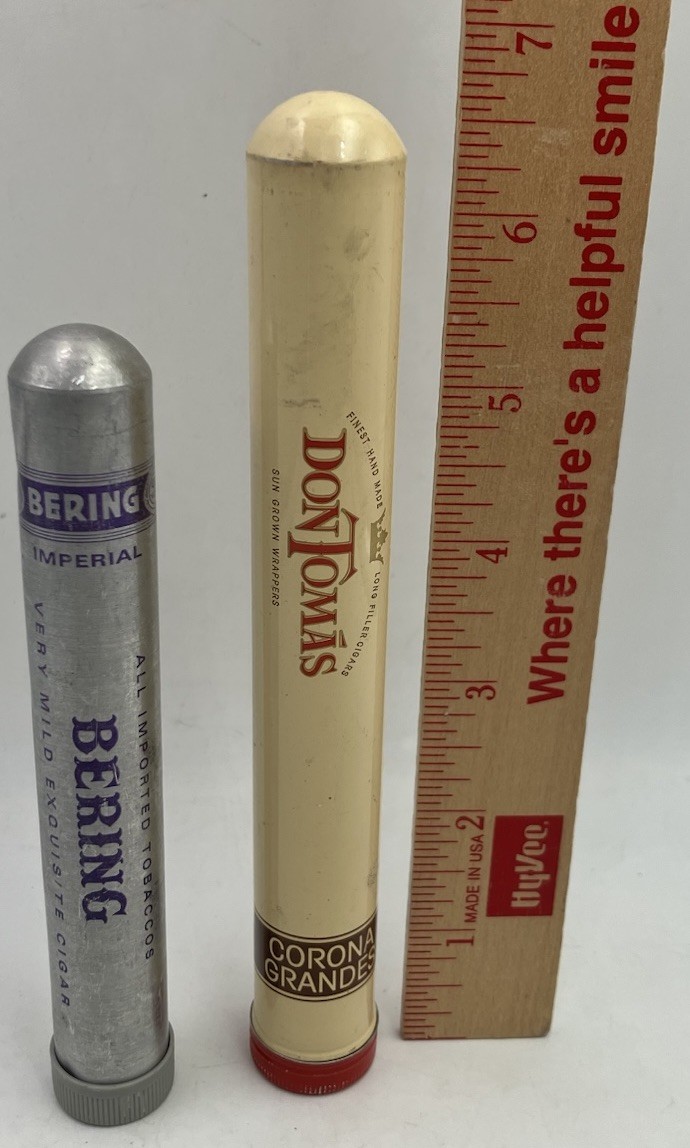 Lot of (2) Single Metal Tube Cigar Tubes Humidors Don Tomas And Bering