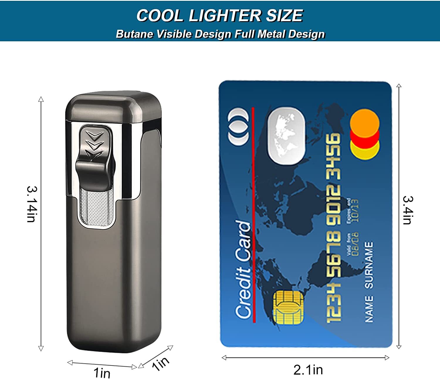 Metal Cigar Lighter 4 Jet Torch Gas Butane Refillable lighter for Cigar(Silver)