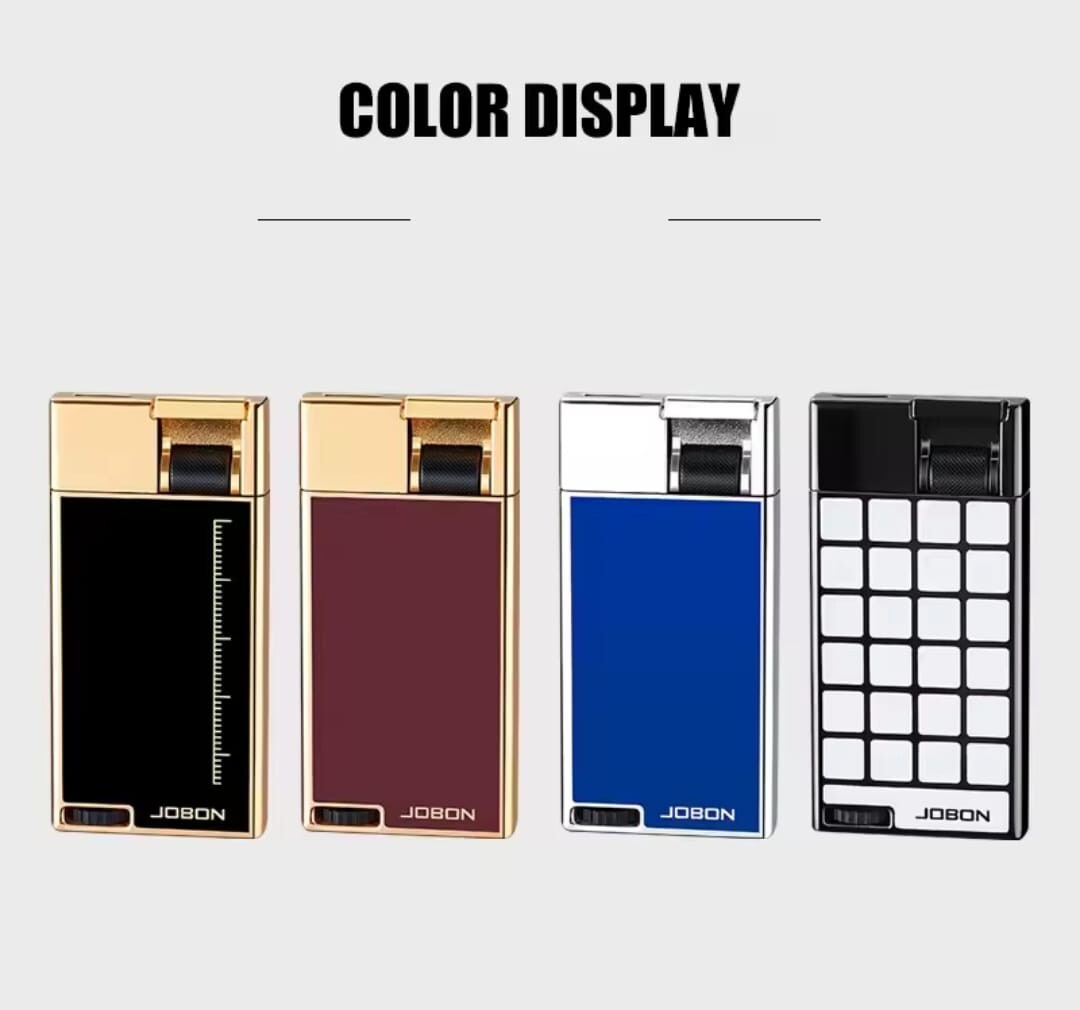 Jobon Slim 9mm Flat Flame Blue Cigarette Lighter Visible Gas Window Easy Ignit