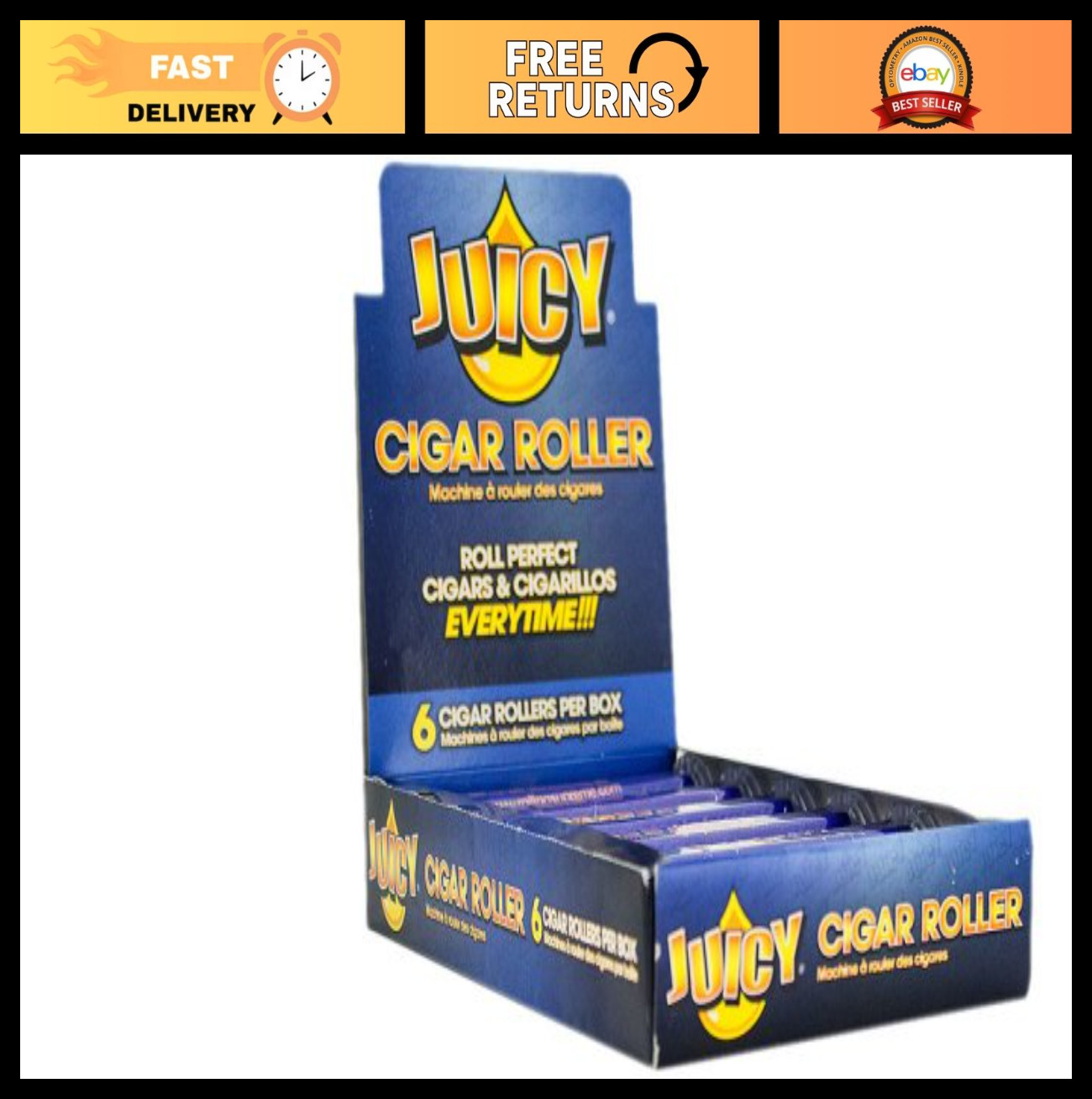 Cigar Roller Machine 120mm – Unflavored Rolling Papers, Pack of 6, Easy Use