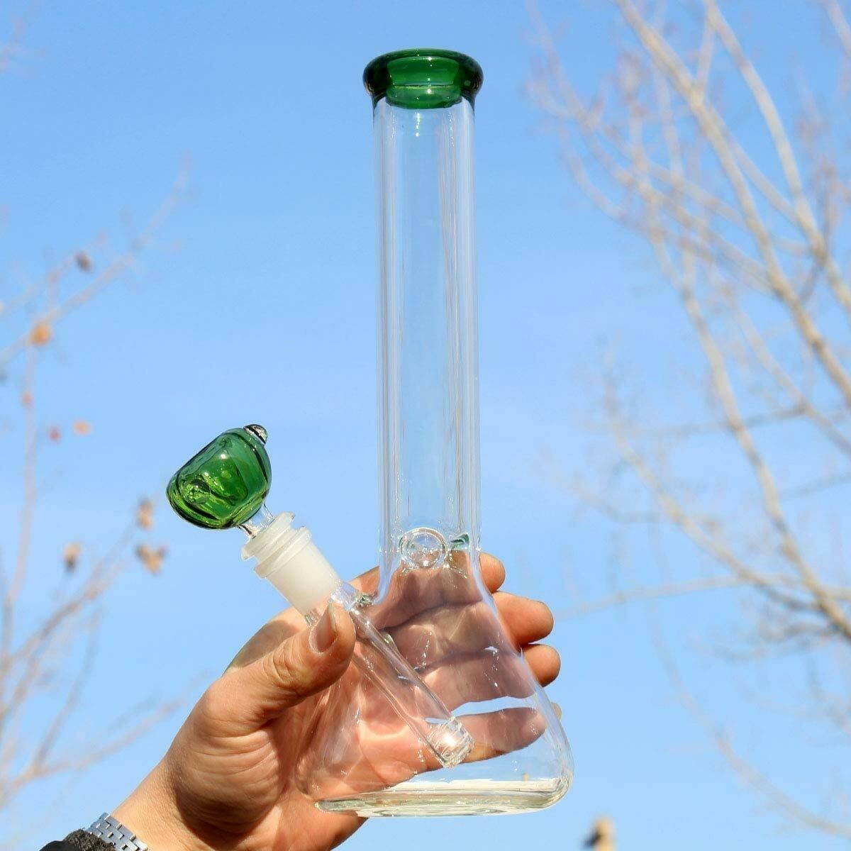 Heavy Glass Bong 10 inch Water Pipe Smoking Bong Beaker+14mm Bowl hookah Green
