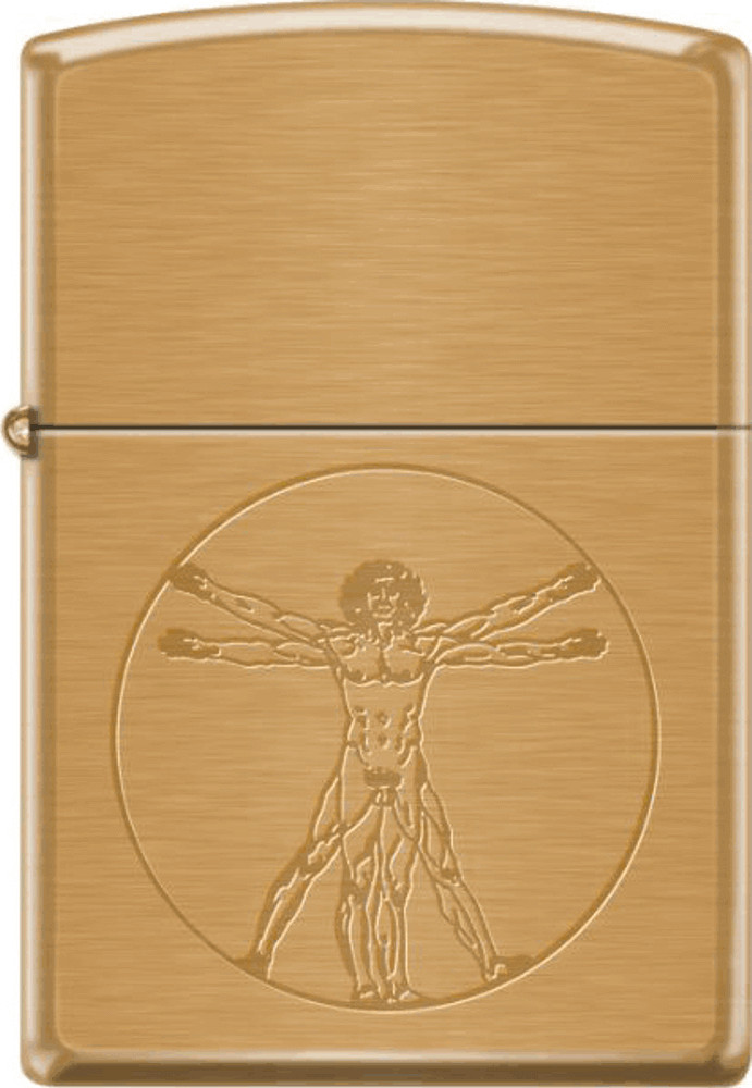 Vitruvian Man Brushed Brass Zippo – Retail Lighter