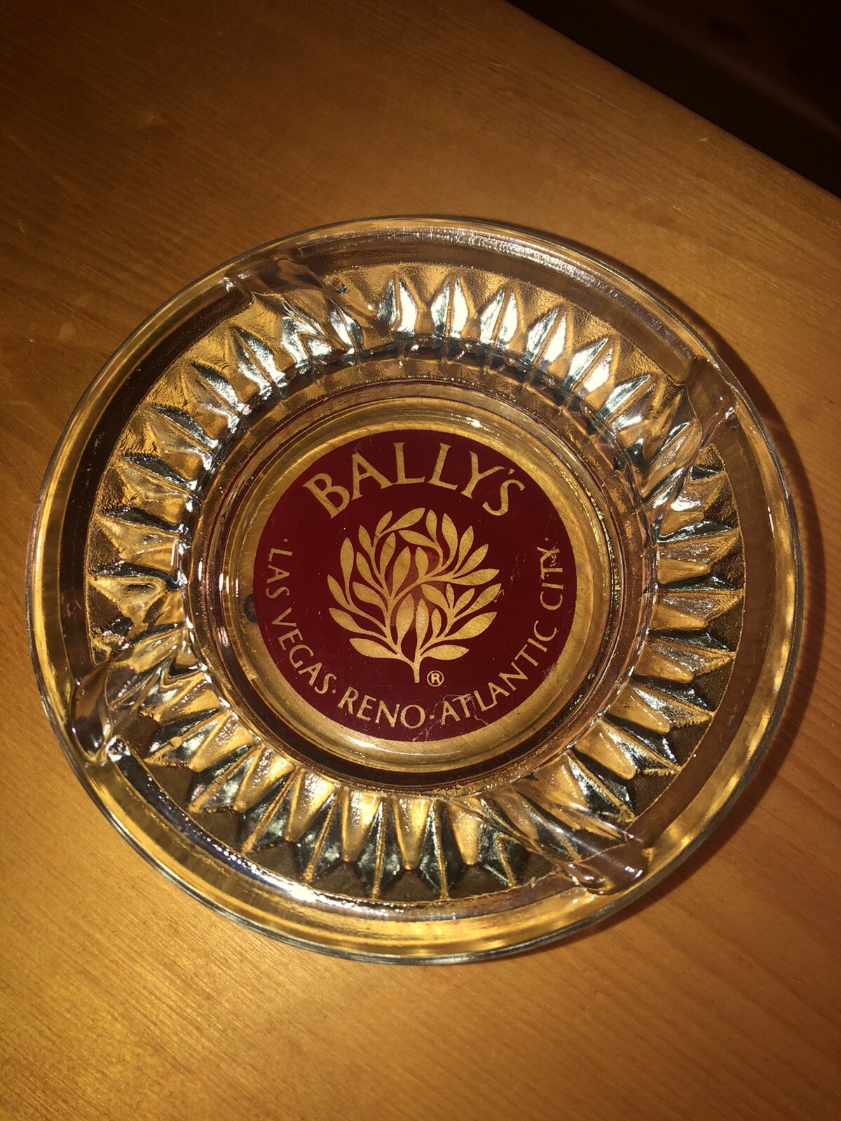 Vintage Ash Tray BALLY’S Casino HOTEL LAS VEGAS Atlantic City Glass Round Red