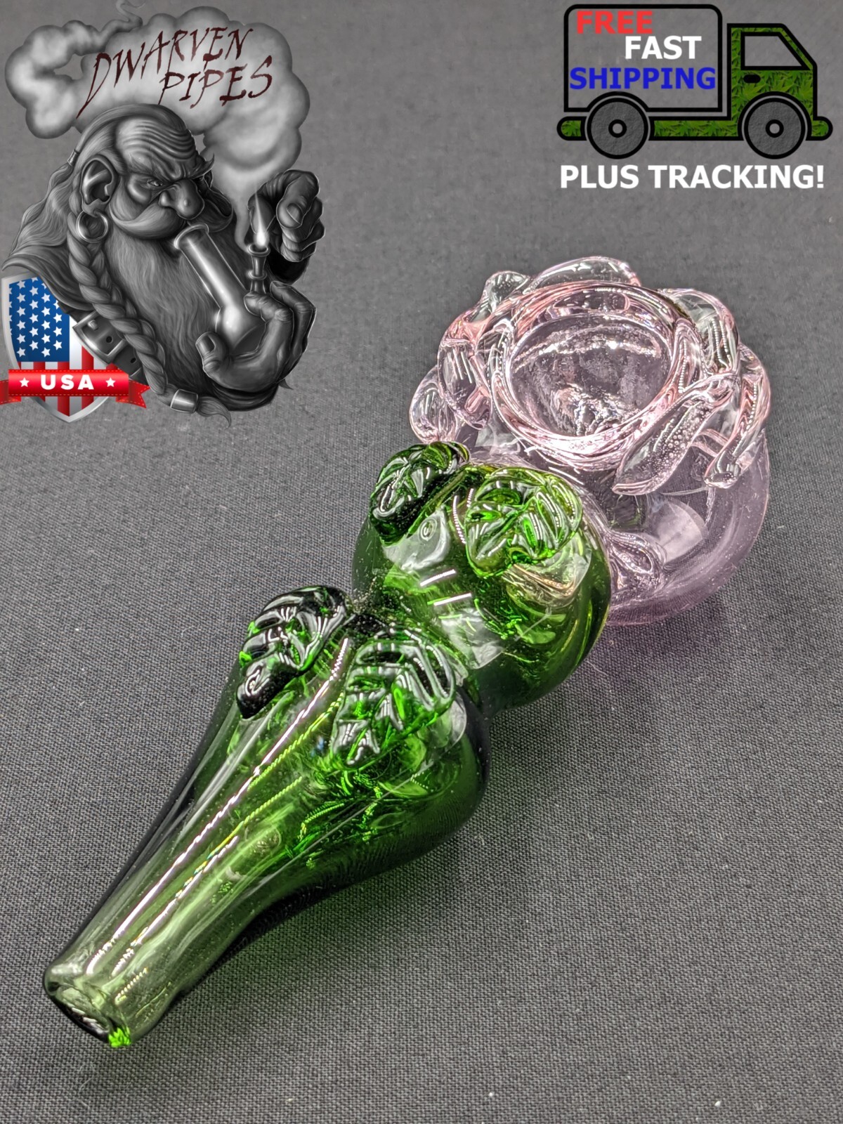 4.5″ Tobacco Smoking Pipe Bowl Glass Hand Pipe Pink Flower