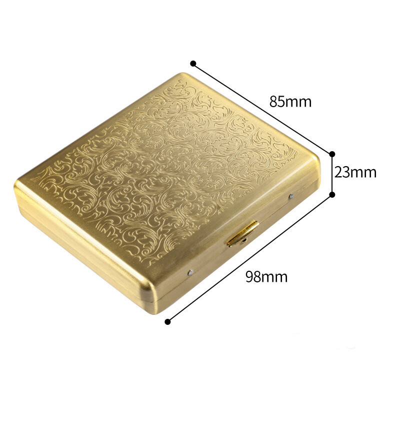 Portable Copper 1cm Cigarillo Case Carved Double Sided Cigar Case Men Gift Box