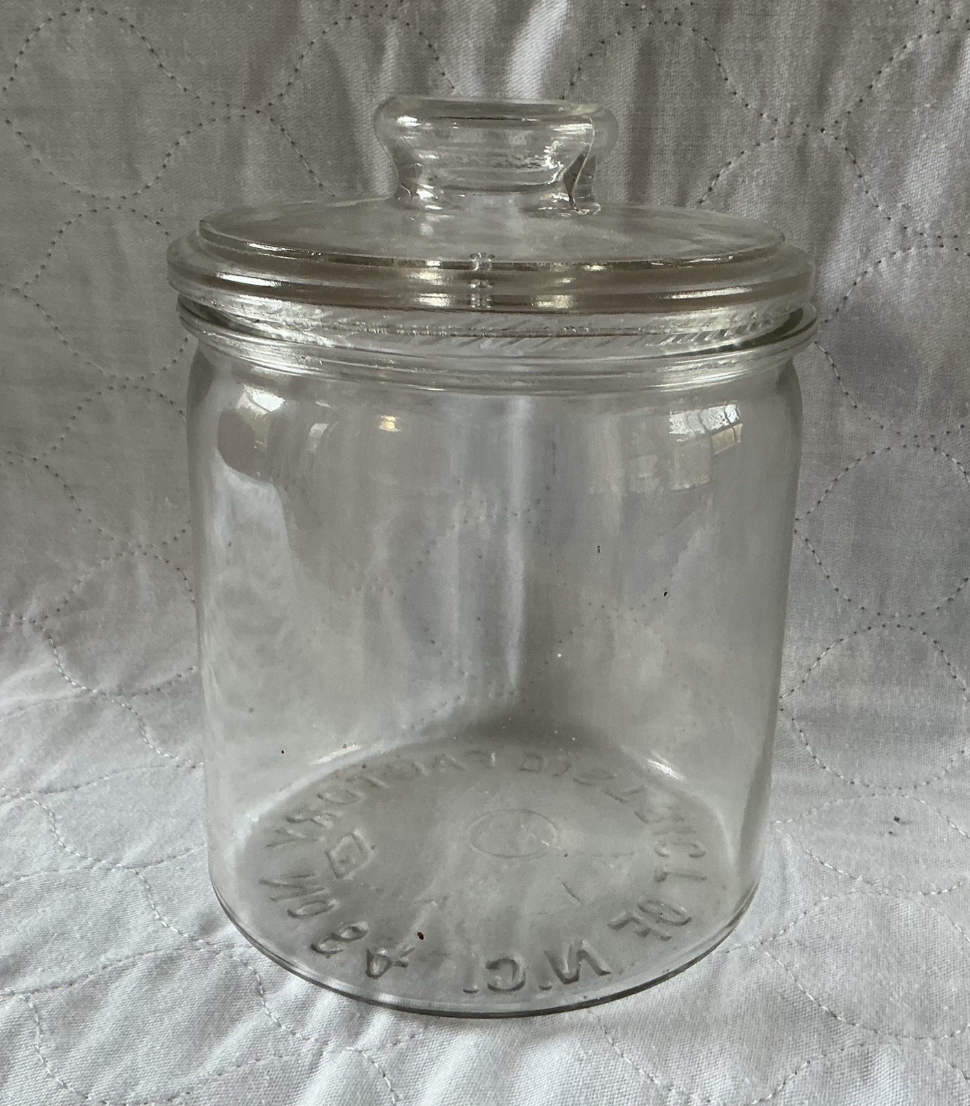 Vintage Glass Tobacco Cigar Humidor Jar Factory No. 64 District of N.C. With Lid
