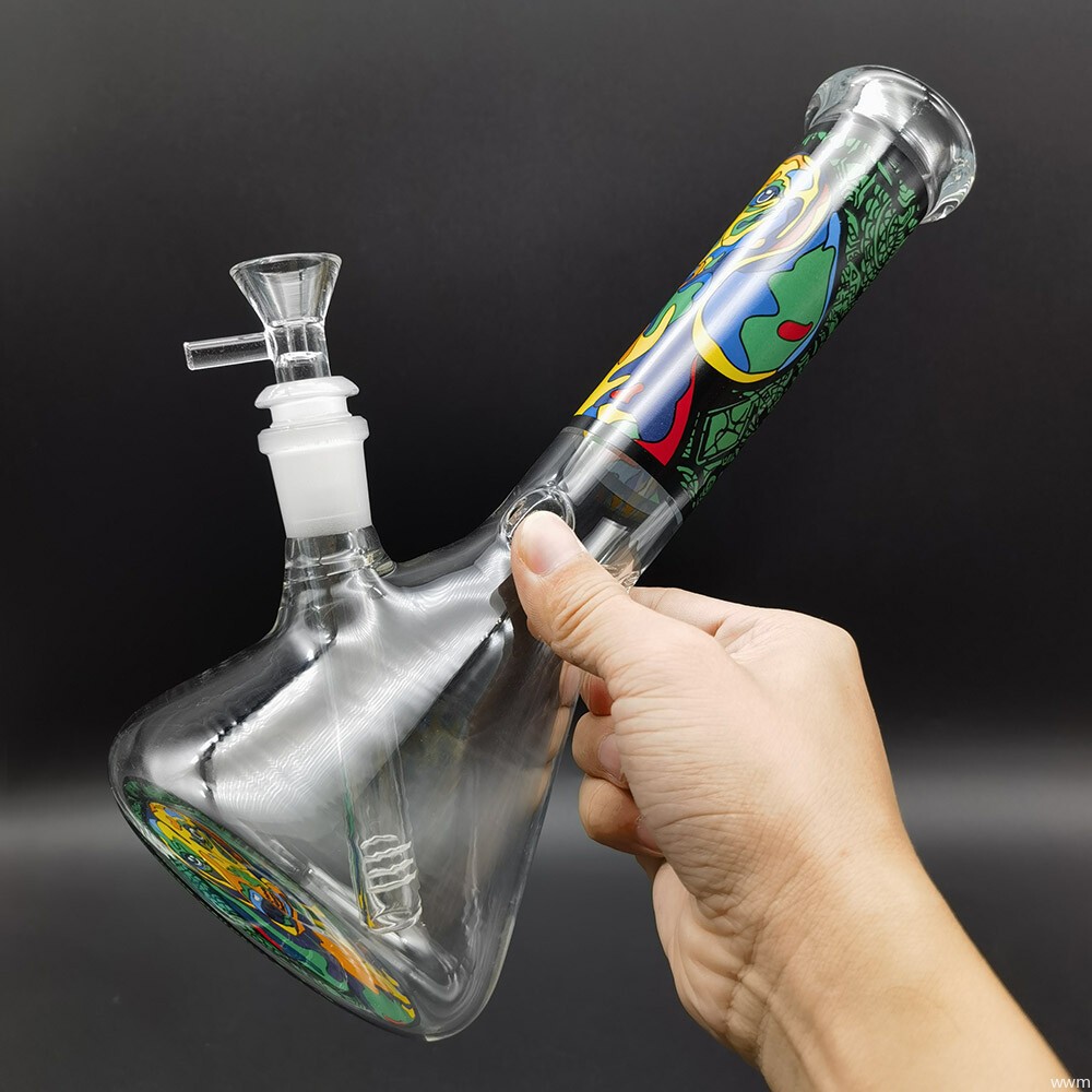 10″ Glass Bong Oil Painting Smoking Hookah Colorful Water Pipe Shisha Bong US.