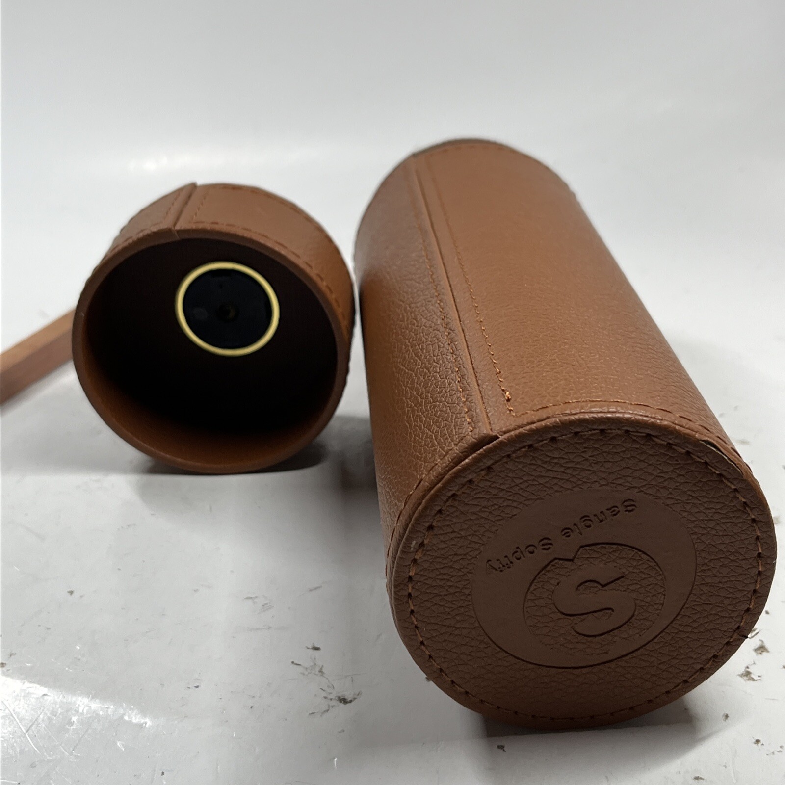 Travel 4-6 Tube Cigar Humidor Leather Case Cedar Wood Humidifier Hygrometer NEW