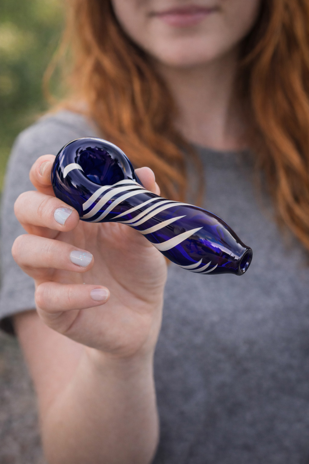 9″ Purple & red Recycler Glass Bong 14mm Bowl Water Pipes Hookah