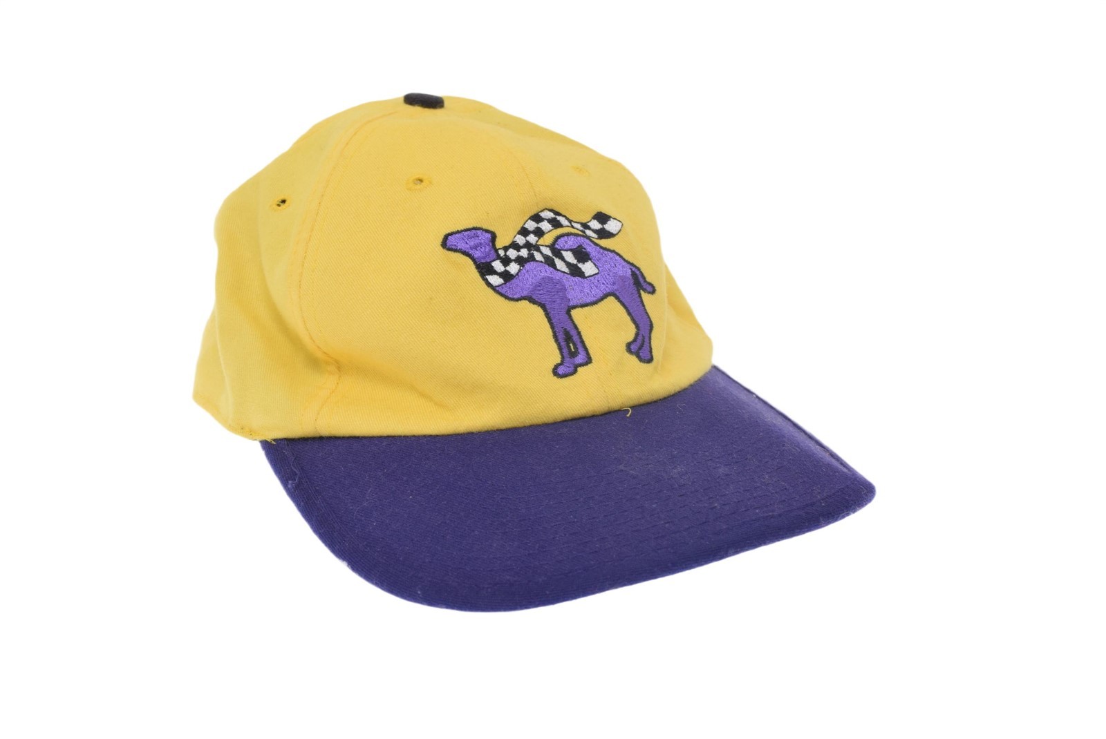 VTG Joe Camel 1990’s Embroidered Yellow Black Double Hatter Baseball Cap