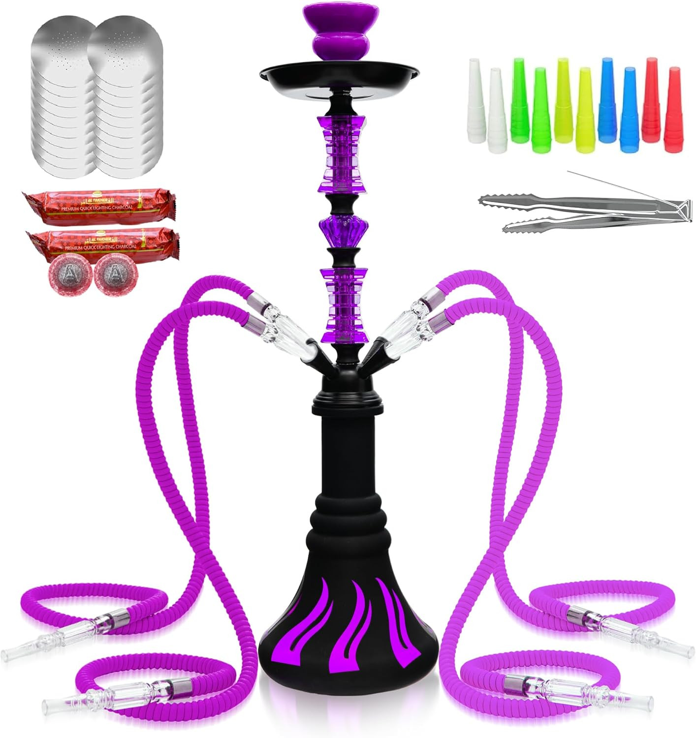 22″ Hookah Set with Everything,Premium Hookah Shisha Set,Up to 4 Persons Hookah