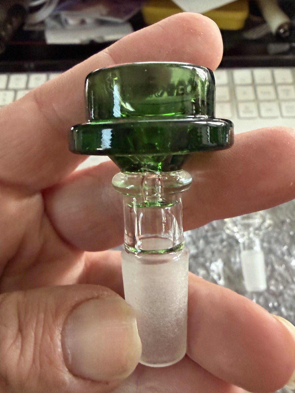 14mm Glass Bowl single hole Thick pull-out slide Phoenix Star Branded GREEN