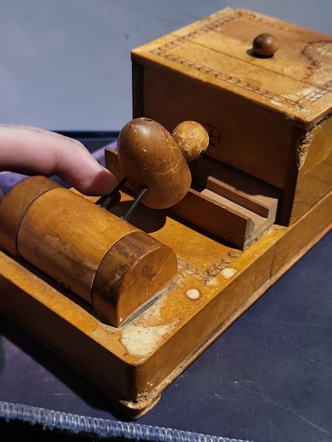 Antique Cigarette Dispenser Bobbing Duck Retriever All Wood