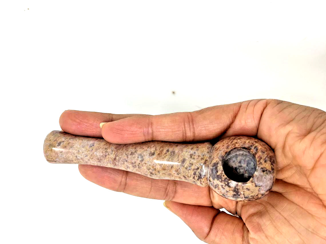 Stone Smoking Pipe Natural Stone Marble crystal wand rock tobacco Pipe 4 inch