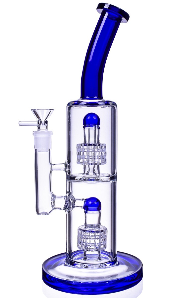 THICK 13″ INCH Bong Dual Matrix Glass Water Pipe Clear Glass Beaker Hookah *USA*