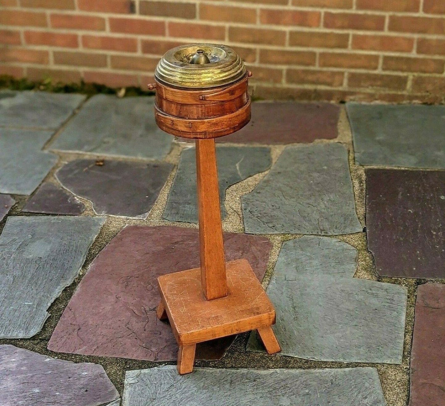 Retro Wooden Tobacco Floor Ashtray Stand Barrel Shape Bucket Homemade ? Cigar
