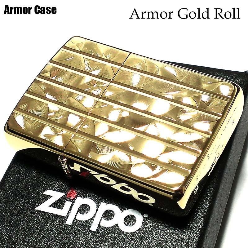 Zippo Gold Roll Armor Case 2 Sided Engraving Brass Oil Lighter Japan New