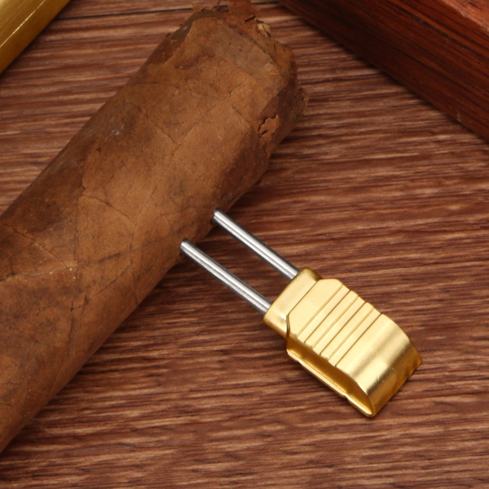 Galiner Gold Cigar V-Cutter Scissors Metal Cigar Punch Holder Needle Stainless