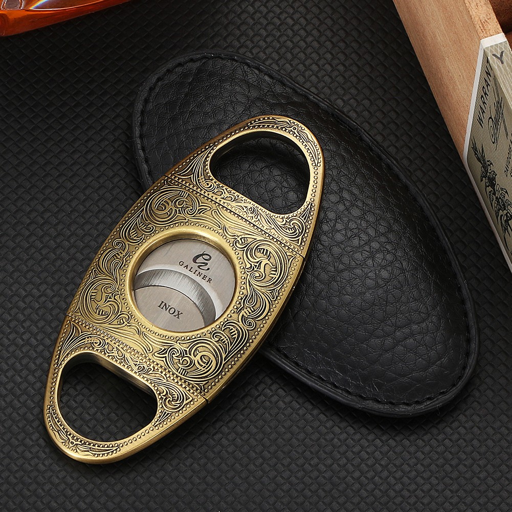 Galiner Metal Cigar Cutter Scissors Sharp Double Blades Vintage Knife Gift Box