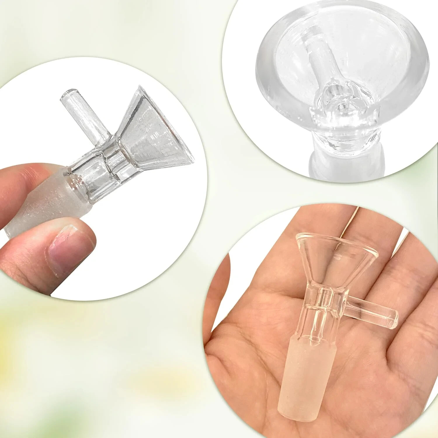 14MM Male Glass Bowl Replacement Head for Water Tobacco Pipe Bong, Set of 9.