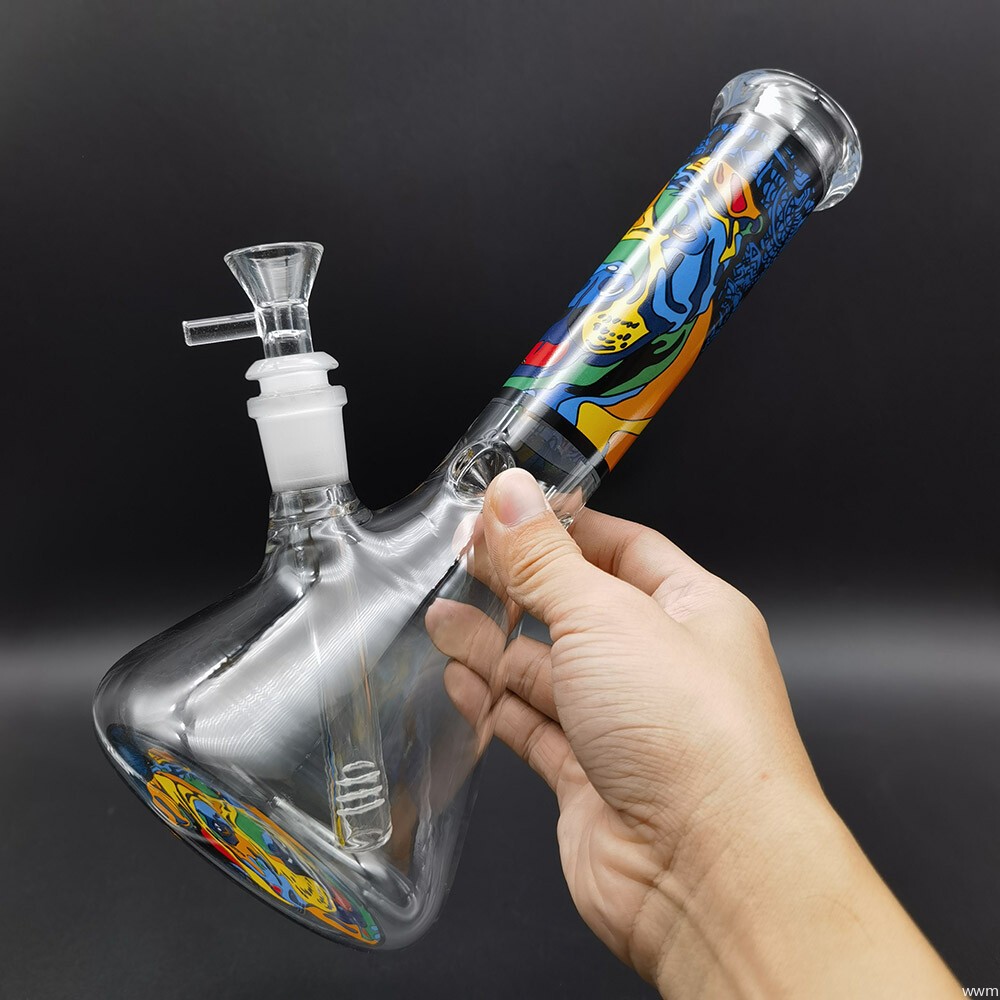 1X 10″ Colorful Dog Water Pipe Heavy Glass Bong Shisha Beaker Hookah + Bowl US