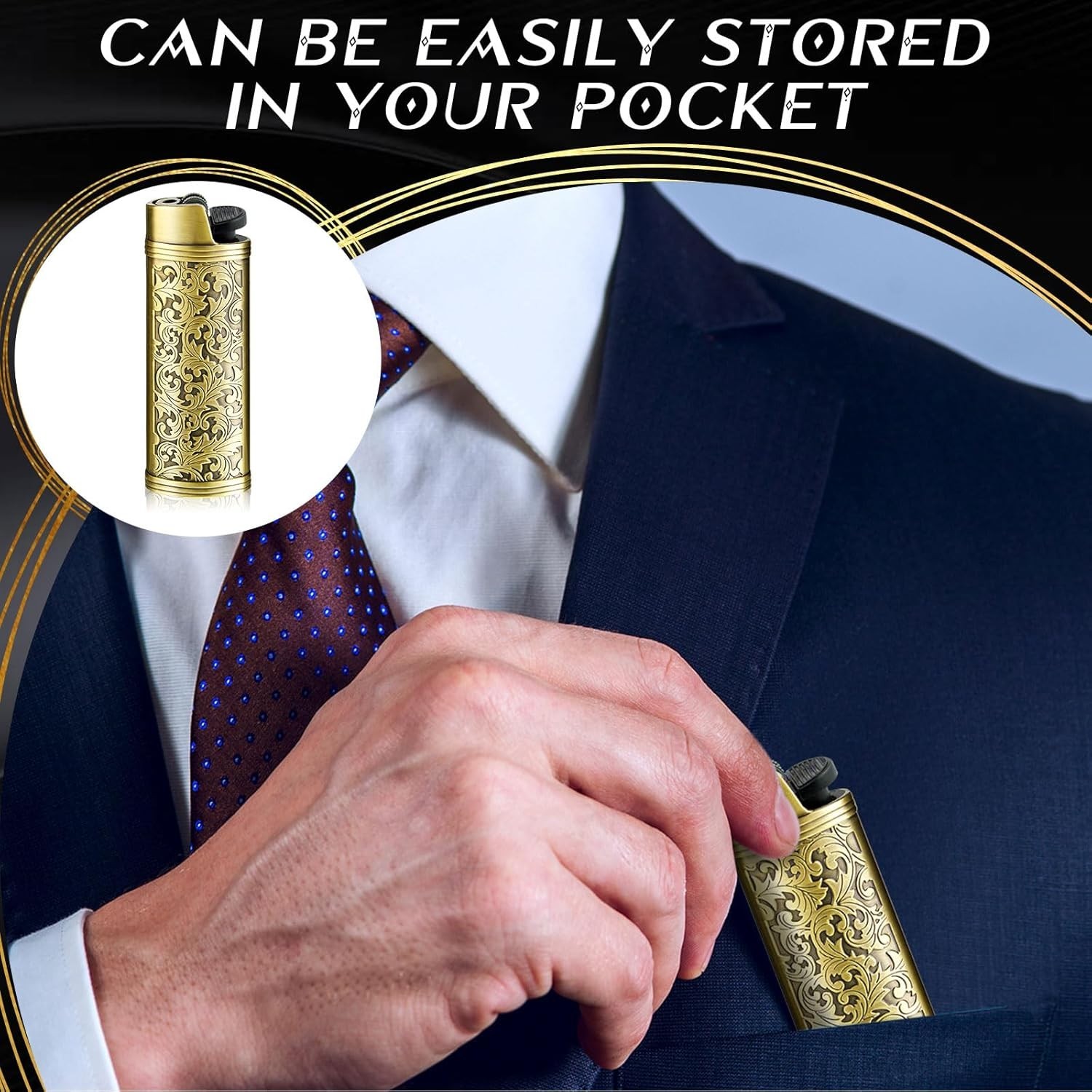 Durable 2 Pack Vintage Lighter Covers – Perfect Gift for Men in Bronze & Silver