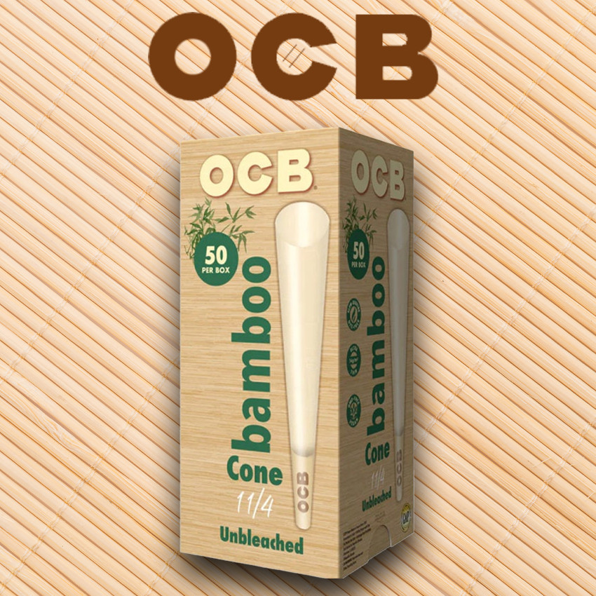 OCB Bamboo 1 1/4 Cones Unbleached Pre-Rolled Cones 84mm (50 Count Cone Tower)