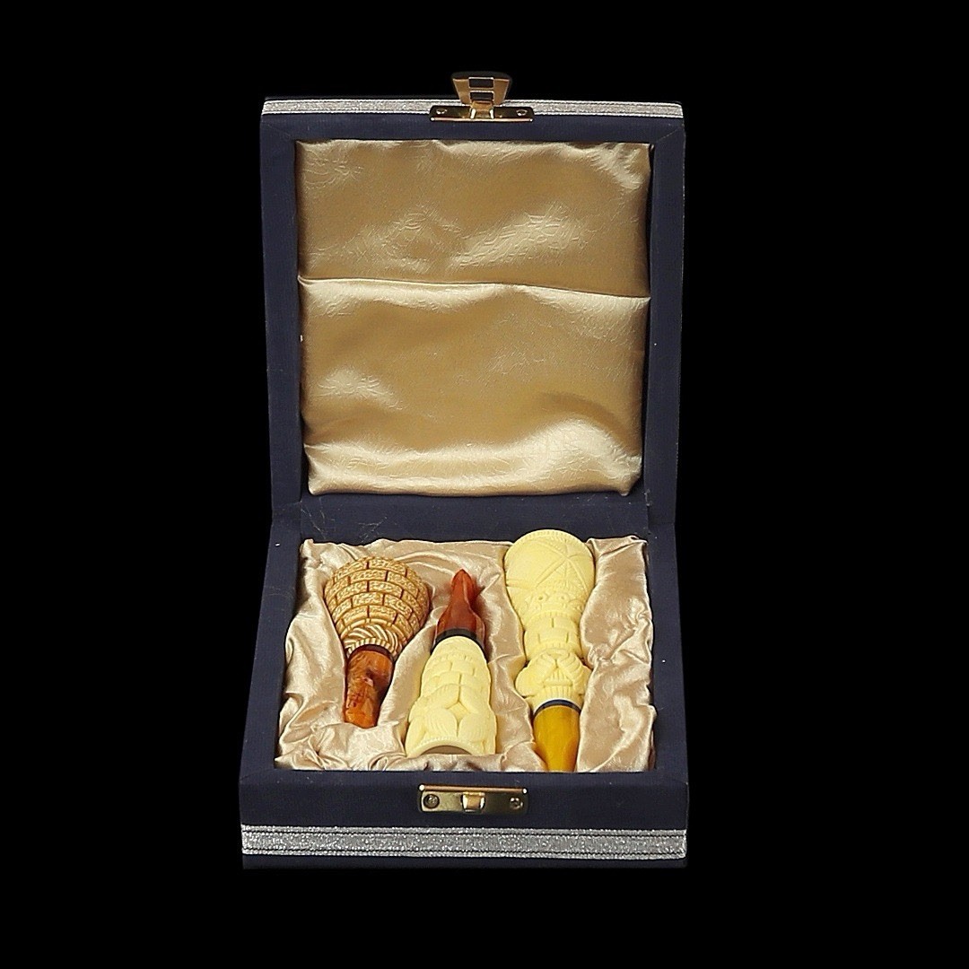 Ornate CIGAR HOLDER Set Of 3 HANDMADE CASE 16-18-20 MM Diameter