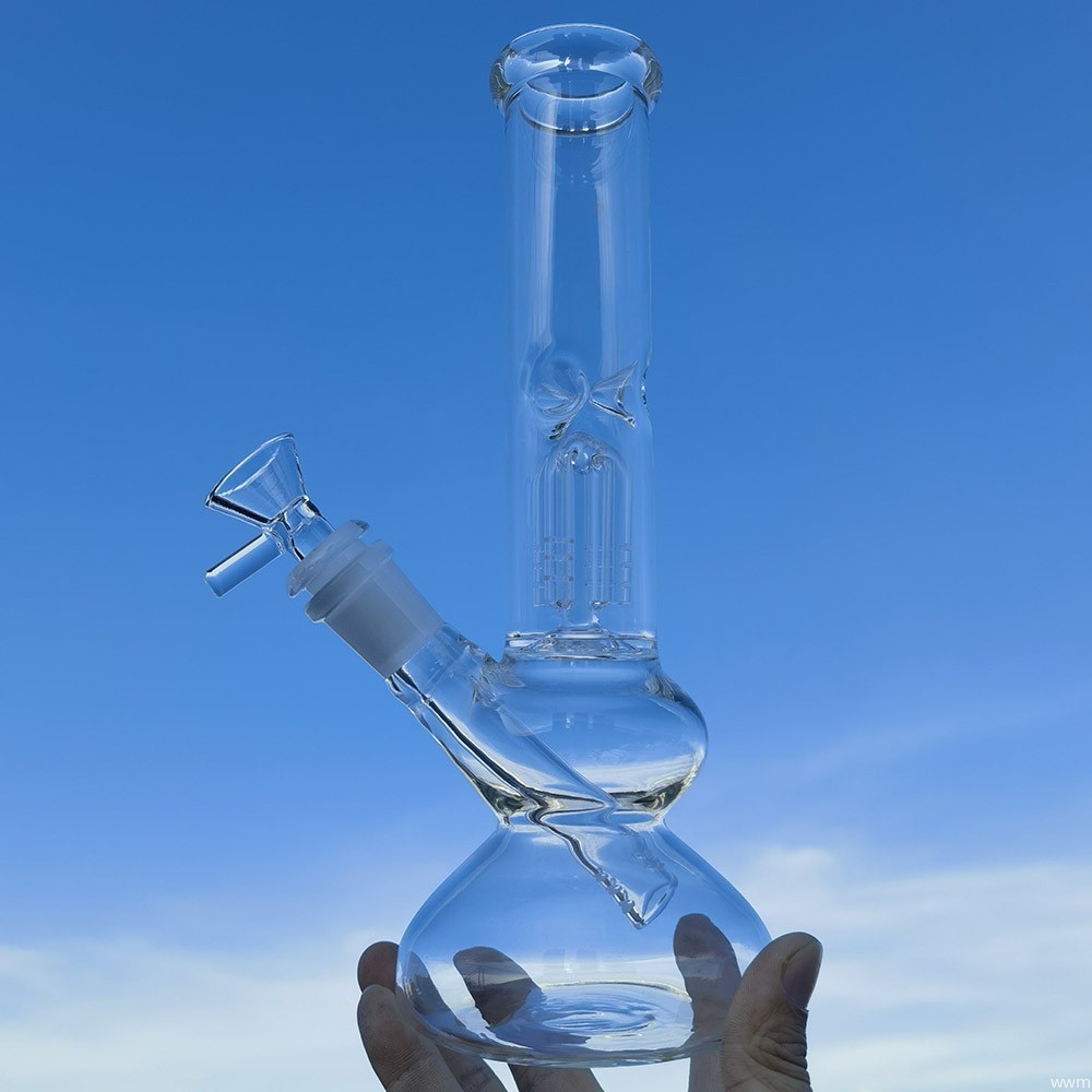 1X 10″ Clear Glass Bong Water Pipe Smoking Hand Hookah Shisha W/ 14mm Bowl US