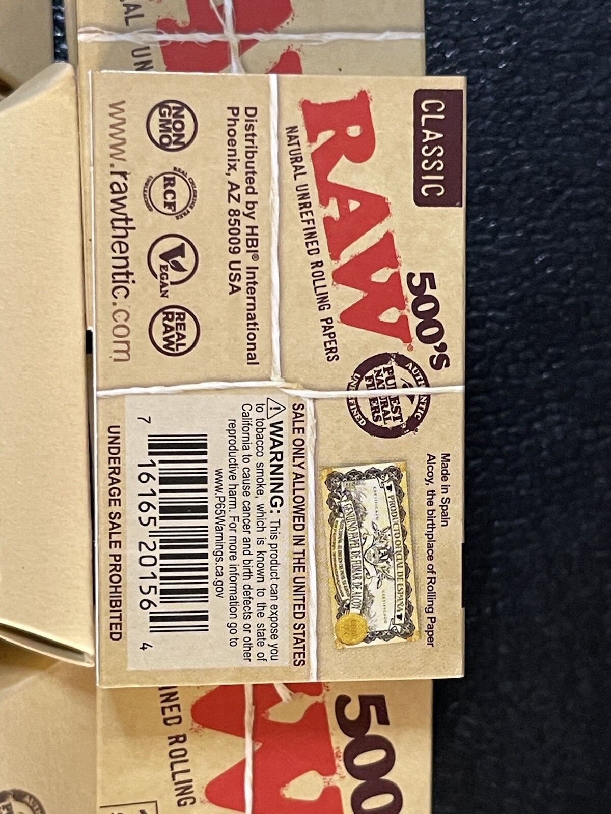 Lot Of 5 Packs Raw 500’s Classic Natural Unrefined Rolling Paper + Wide Tips Set