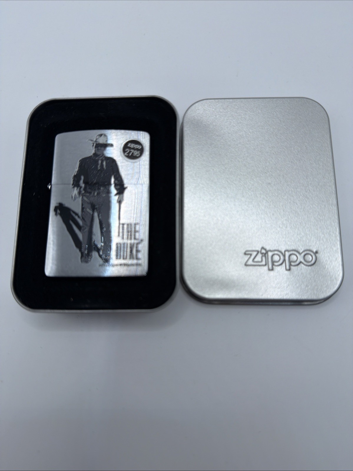 Zippo lighter- 2005 2119 John Wayne the Duke, brushed chrome- NIB