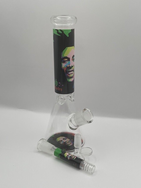 10″ Bob Marley Heavy Glass Beaker Water Pipe / Bong
