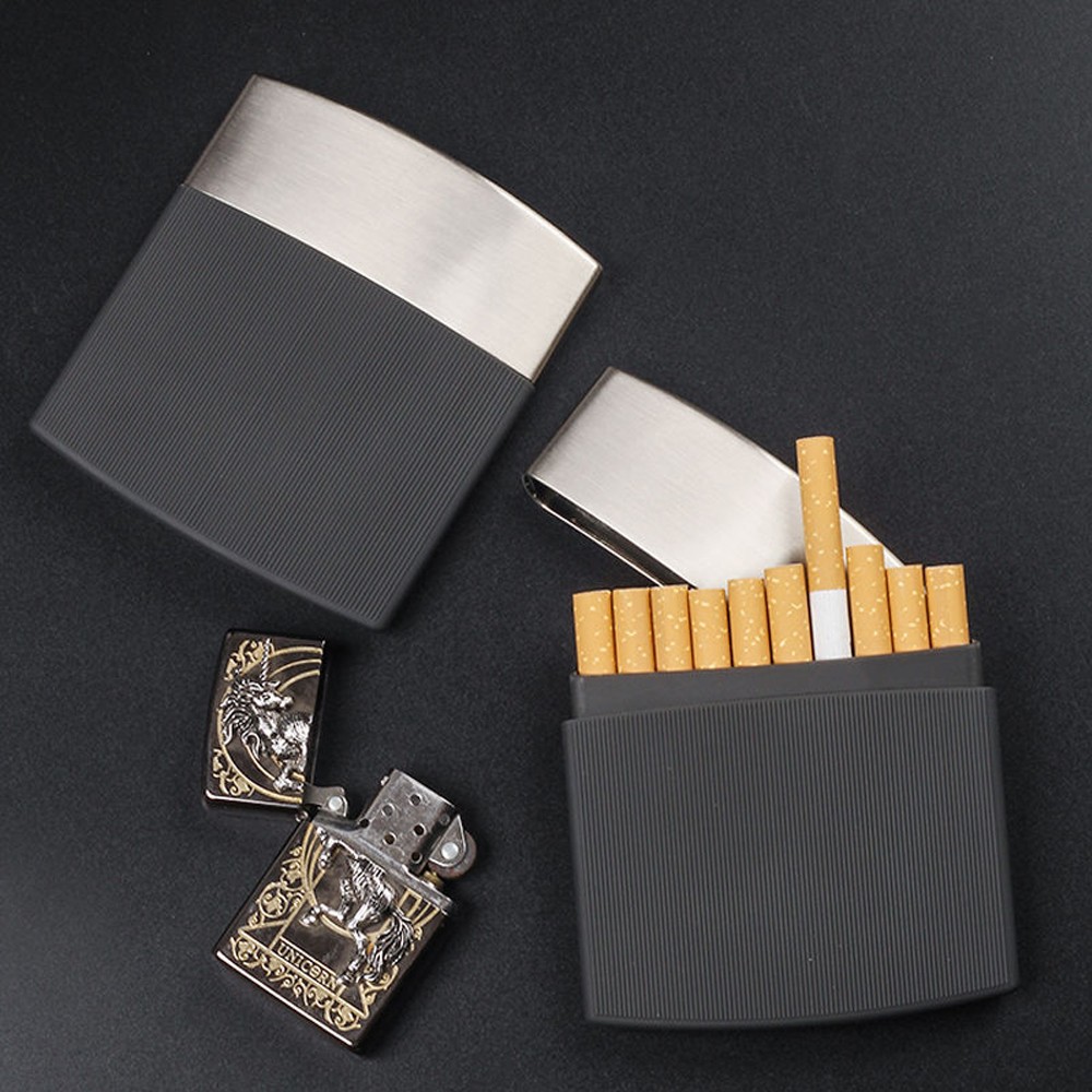 Arched Men’s Cigarette Case 10 Pack Smoke Control Ultra-thin Stainless Steel NEW