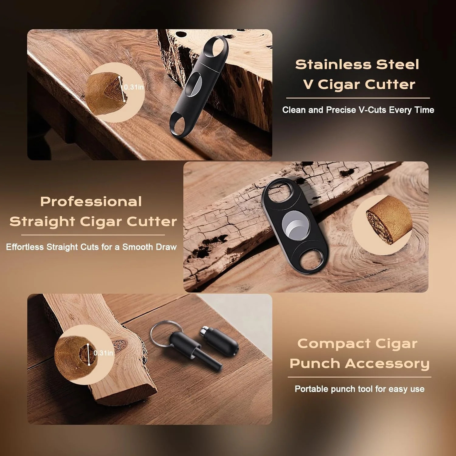 Cigar Humidor, Cedar Wood Desktop Humidor Cigar Box with Combination Lock, Glass