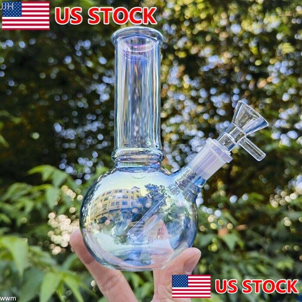 US 6 inch Glass Bong Hookah Rainbow Smoking Water Pipe Shisha Beaker W/Bowl